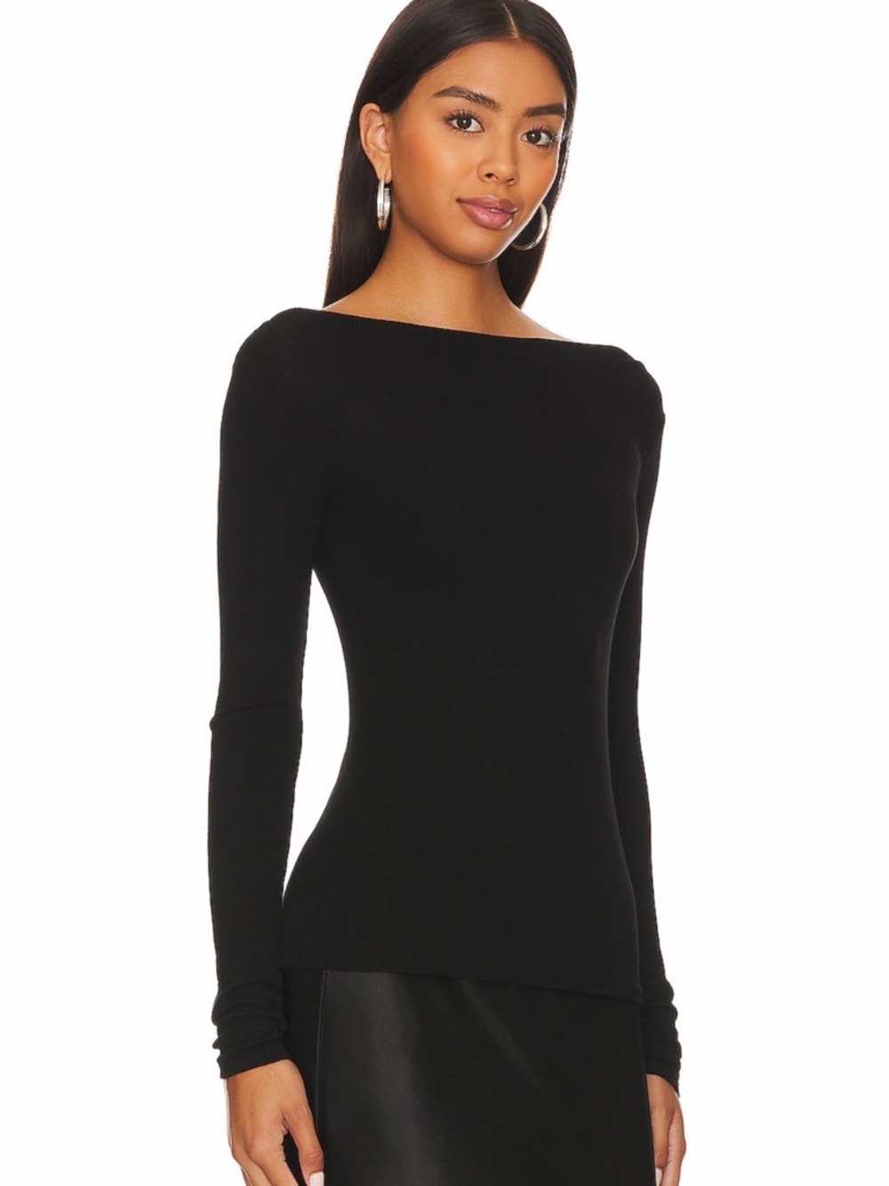 Enza Costa Black Ribbed Top
